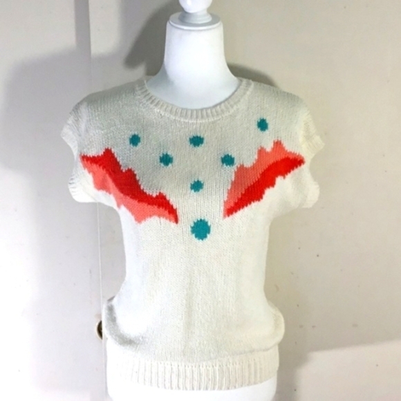 Vintage Adam French Silk Knit Top with Short Cap Sleeves Size S - Picture 1 of 8